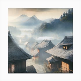 Firefly Rustic Rooftop Japanese Vintage Village Landscape 50122 (1) Canvas Print