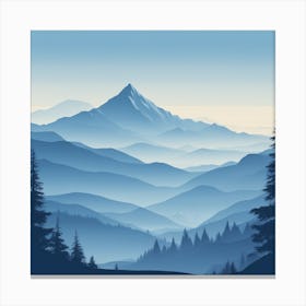 Misty mountains background in blue tone 101 Canvas Print