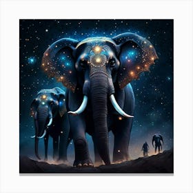 Elephants In The Night Sky 1 Canvas Print