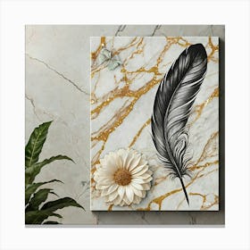 Black And Gold Feather Canvas Print