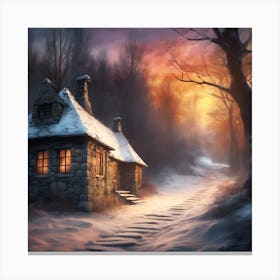 Winter Retreat on the Edge of the Woods Canvas Print