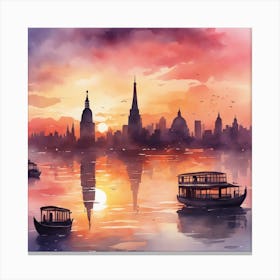 Watercolor Cityscape Canvas Print