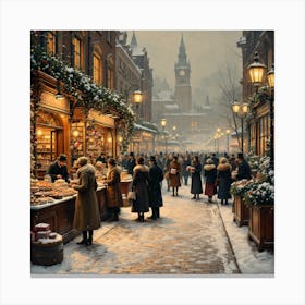 Victorian Christmas Market Canvas Print