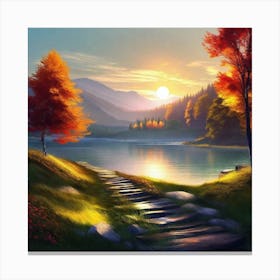 Sunset By The Lake 45 Canvas Print