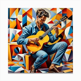 Man Playing Guitar Cubism Style Canvas Print