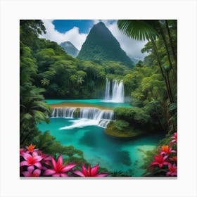 Waterfall In The Jungle 2 Canvas Print