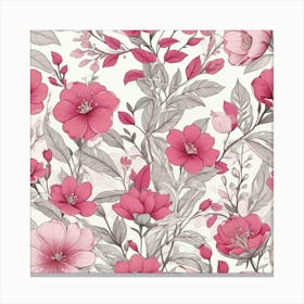 Illustrative Albedo Pink Flower Pattern Art 0 Canvas Print