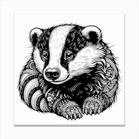 Line Art badger 3 Canvas Print