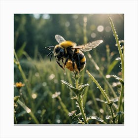 Bee On A Flower Canvas Print