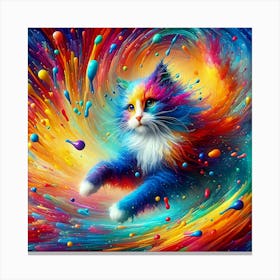 Colorful Cat Painting 1 Canvas Print