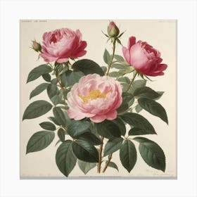 Roses flower plants painting art print 2 Canvas Print