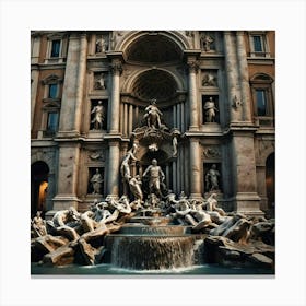 Dark And Moody Trevi Fountain 2 Canvas Print