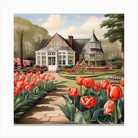 Tulips In The Garden 2 Canvas Print