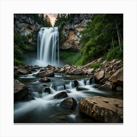 Waterfall At Sunset 1 Canvas Print