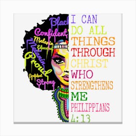 I Can Do All Through Chris Black Woman Faith Canvas Print