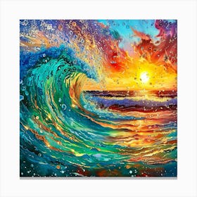 Ocean Wave At Sunset Canvas Print