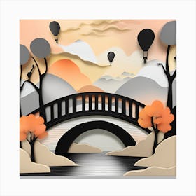 3D Paper Art Textured Landscape Orange Canvas Print