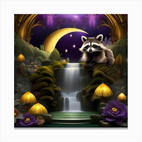 Raccoon In The Forest Canvas Print