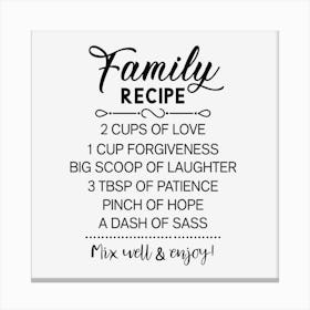 Family Recipe Canvas Print