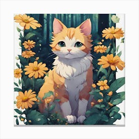 Orange Cat In The Forest 1 Canvas Print