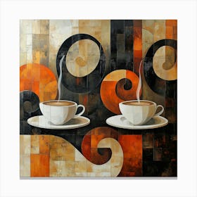 Coffee And Saucers Art Canvas Print