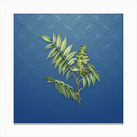 Vintage Staghorn Sumac Botanical on Bahama Blue Pattern n.0312 Canvas Print