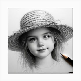 Little Girl In A Hat Canvas Print