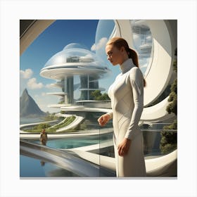 Woman In Futuristic Space Canvas Print