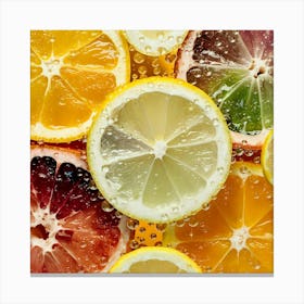 Citrus Slices With Water Canvas Print