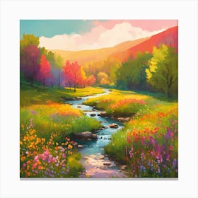 Stream In The Meadow Canvas Print