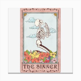 The Sinner Skeleton Tarot Card Canvas Print