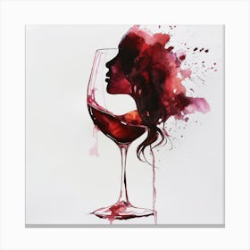 Watercolor Painting Of A Wine Glass Canvas Print