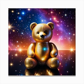 Golden Teddy Bear In Space Canvas Print