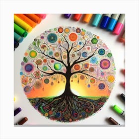 Tree of life alcohol markers Canvas Print