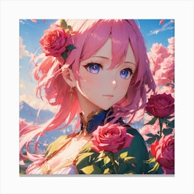 Anime Girl With Pink Hair Canvas Print