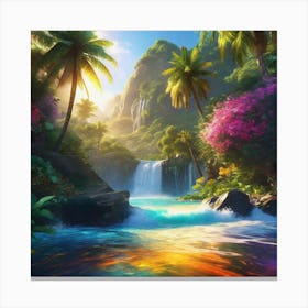 Waterfall In The Jungle 28 Canvas Print