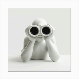 White Figure With Binoculars Canvas Print