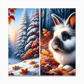 Rabbits In The Snow 1 Canvas Print