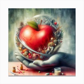 Hand Holding An Apple Canvas Print