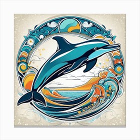 Dolphin In The Ocean 2 Canvas Print