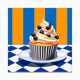 Cupcake Blue Checkerboard 5 Canvas Print