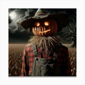 Scarecrow In The Field Canvas Print