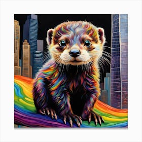 Rainbow otter Canvas Print