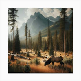 Elk In The Mountains Canvas Print