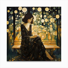 Woman Sitting On A Bench Canvas Print