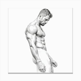 Muscular Man Posing 1 Canvas Print