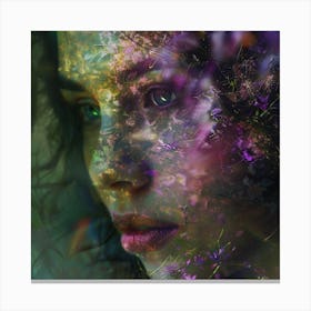 Portrait Of A Woman With Flowers 2 Canvas Print