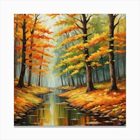 Forest In Autumn In Minimalist Style Square Composition 257 Canvas Print