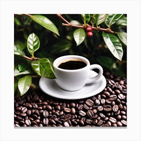 Coffee Beans And Leaves Stock Photo Canvas Print