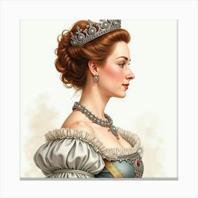 Beautifully Detailed Watercolor Of Queen Elizabeth I, Capturing Her Charm 1 Canvas Print